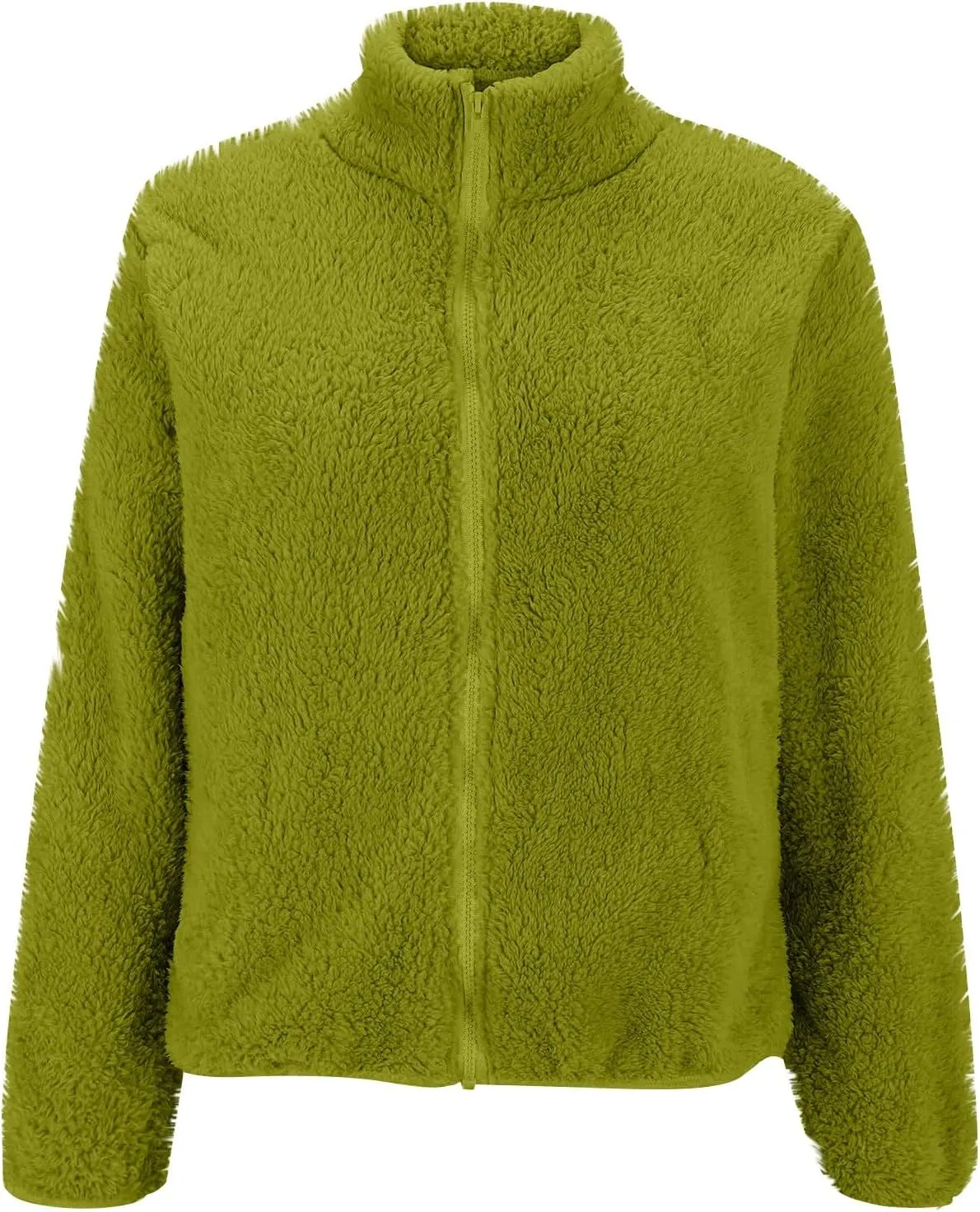 2024 Womens Winter Coats Long Sleeve High Collar Zip up Casual Comfy Warm Plush Loose Jackets with Pockets
