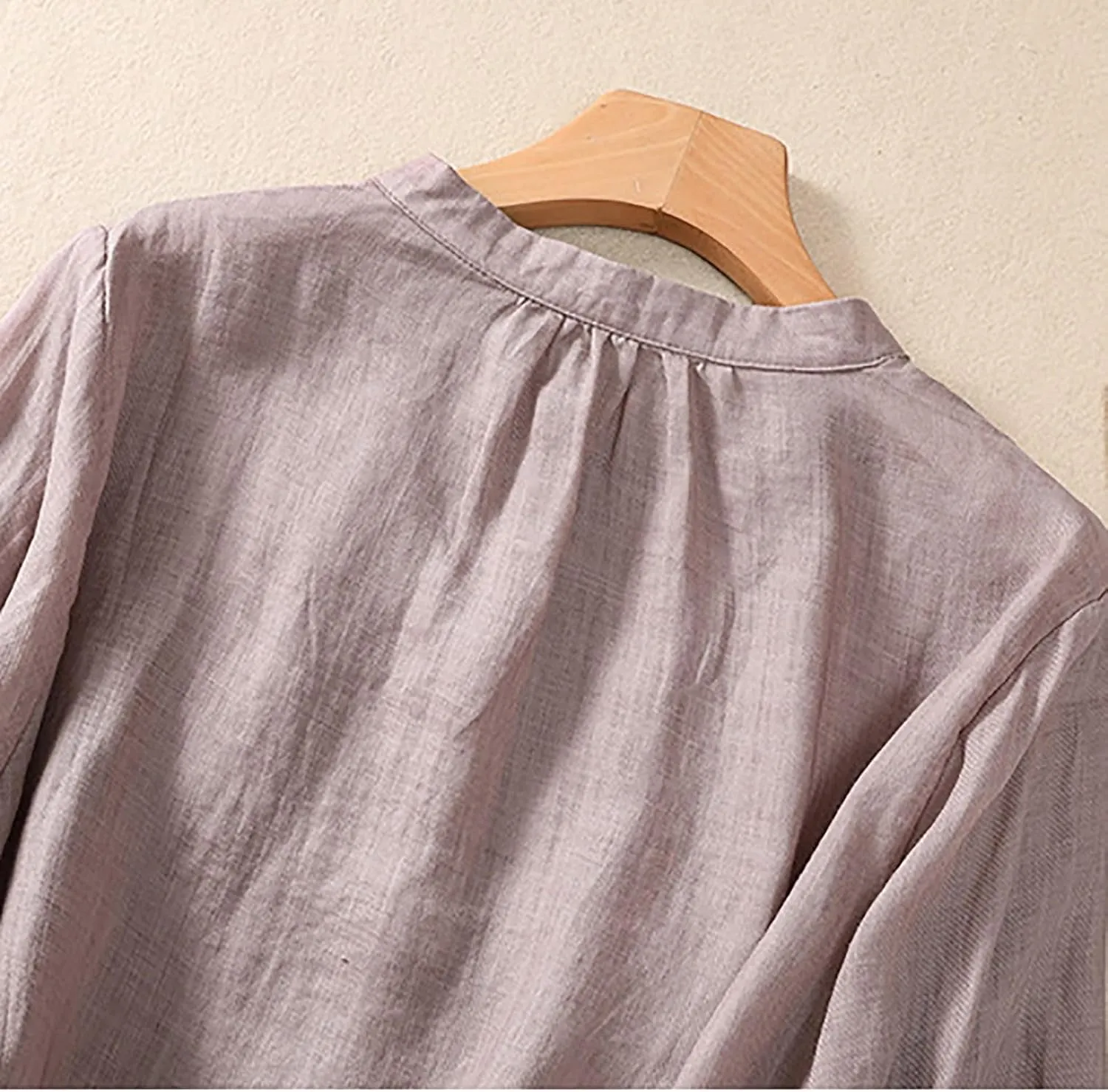 2025 Summer Boho Top Cotton Linen Button Long Sleeve Shirt Women Vintage Blouse Tees Loose Casual Peasant Tunics Tops