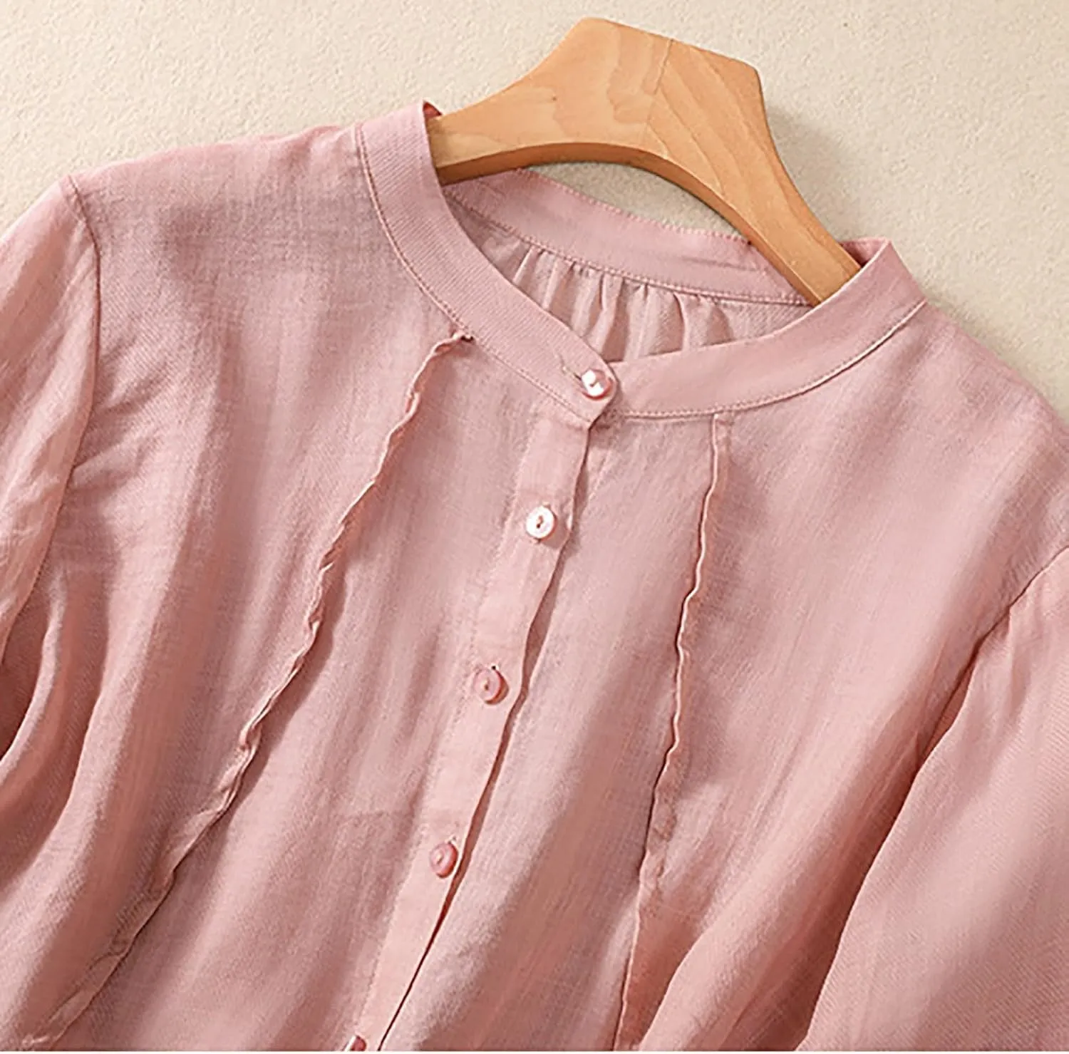 2025 Summer Boho Top Cotton Linen Button Long Sleeve Shirt Women Vintage Blouse Tees Loose Casual Peasant Tunics Tops