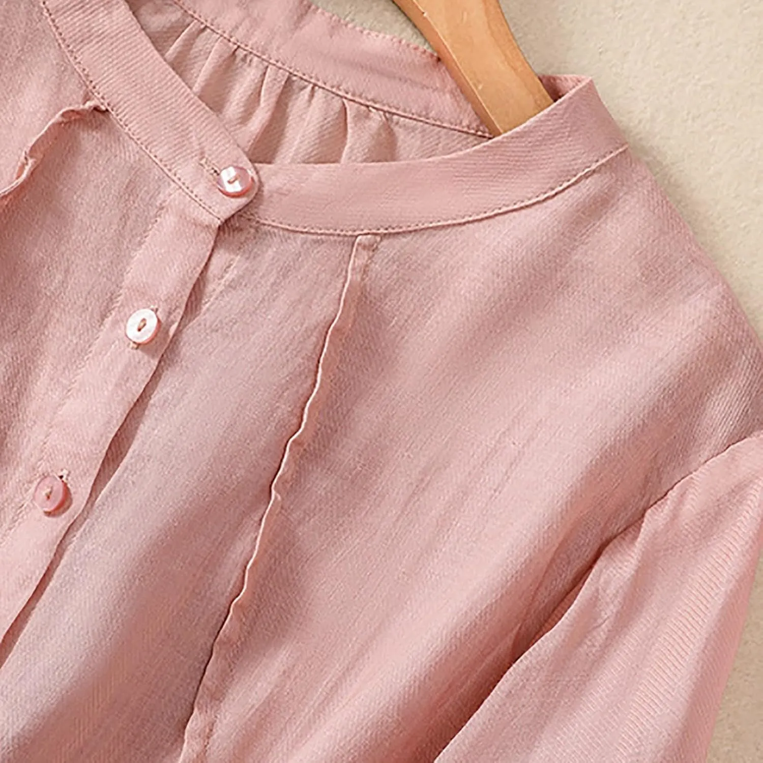 2025 Summer Boho Top Cotton Linen Button Long Sleeve Shirt Women Vintage Blouse Tees Loose Casual Peasant Tunics Tops