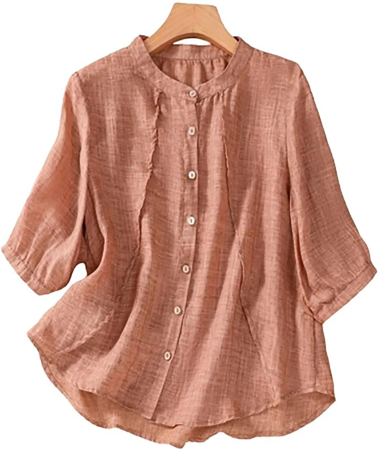 2025 Summer Boho Top Cotton Linen Button Long Sleeve Shirt Women Vintage Blouse Tees Loose Casual Peasant Tunics Tops