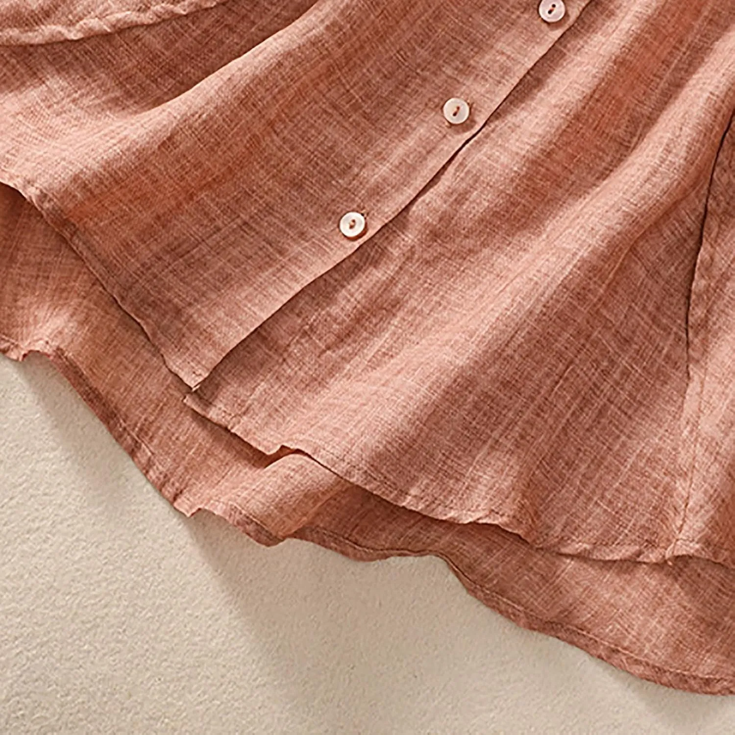 2025 Summer Boho Top Cotton Linen Button Long Sleeve Shirt Women Vintage Blouse Tees Loose Casual Peasant Tunics Tops