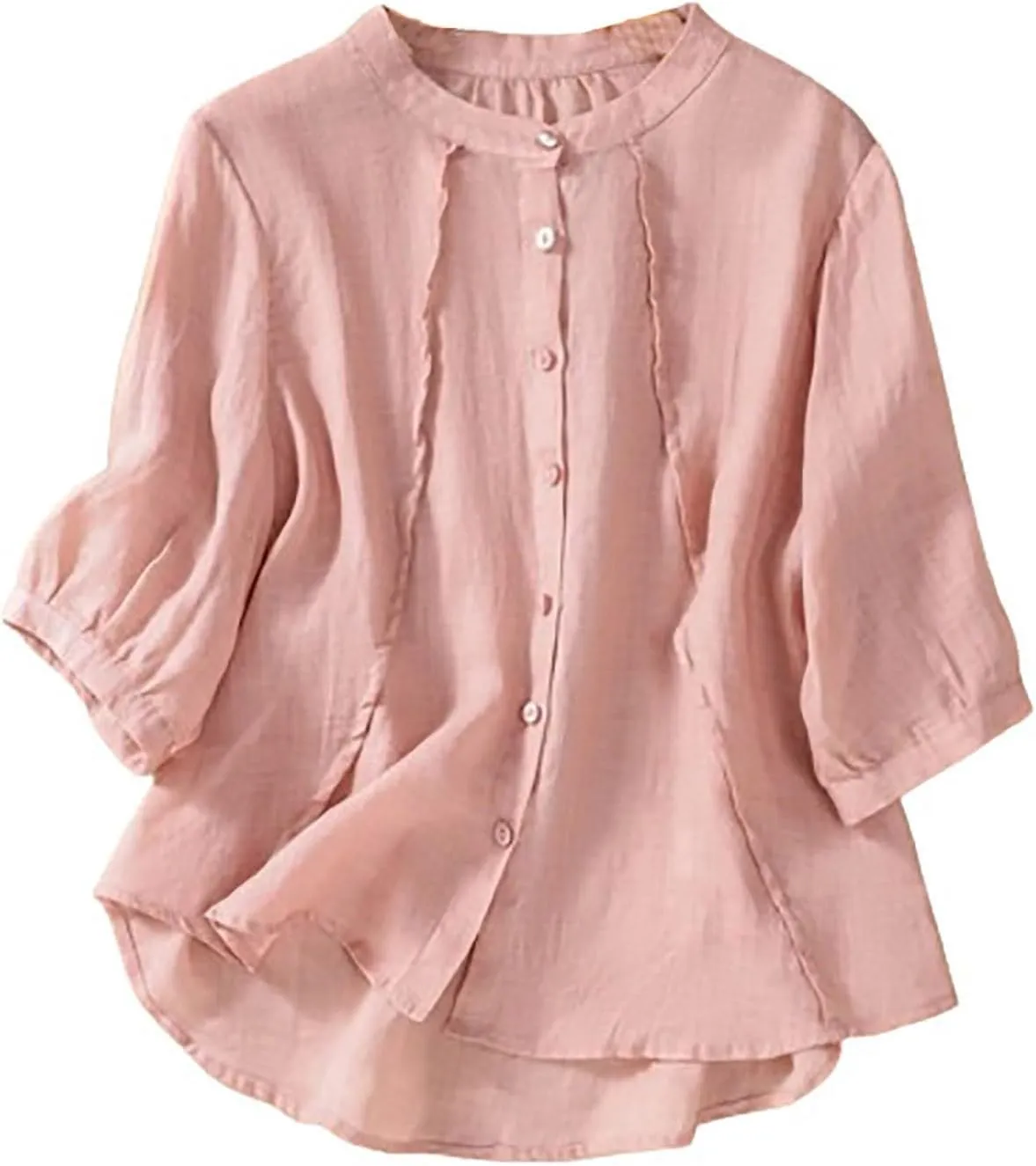 2025 Summer Boho Top Cotton Linen Button Long Sleeve Shirt Women Vintage Blouse Tees Loose Casual Peasant Tunics Tops