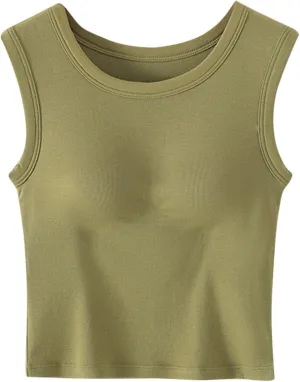 2025 Tank Tops for Women Lightweight Breathable Solid Color Smooth Tanks Round Neck Stretchy Wide Strip Undershirt
