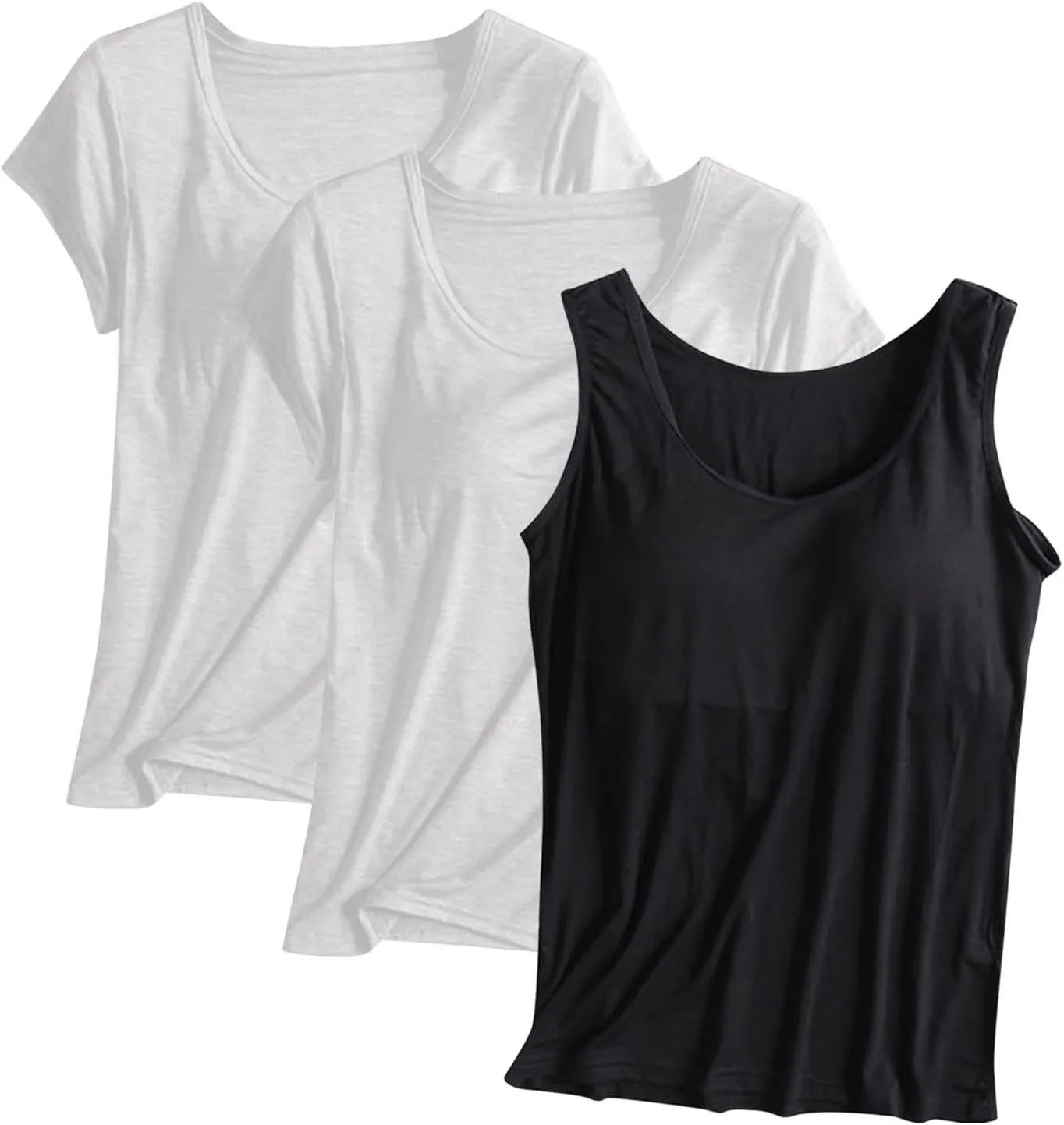 3PC Tank Tops with Built in Bras for Women,Basic Camisole Top 2025 Summer Fashion Trendy Casual Tanks for Yoga