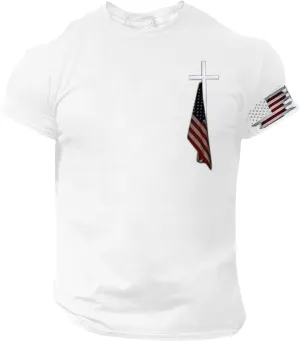 American Flag Shirts for Men Casual Independence Day Flag Graphic Patriotic Tshirts 4Th of July Christian Shirts