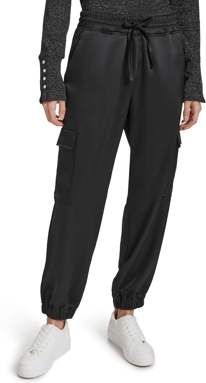 Andrew Marc Women's Joggers Cargo Satin Bottoms