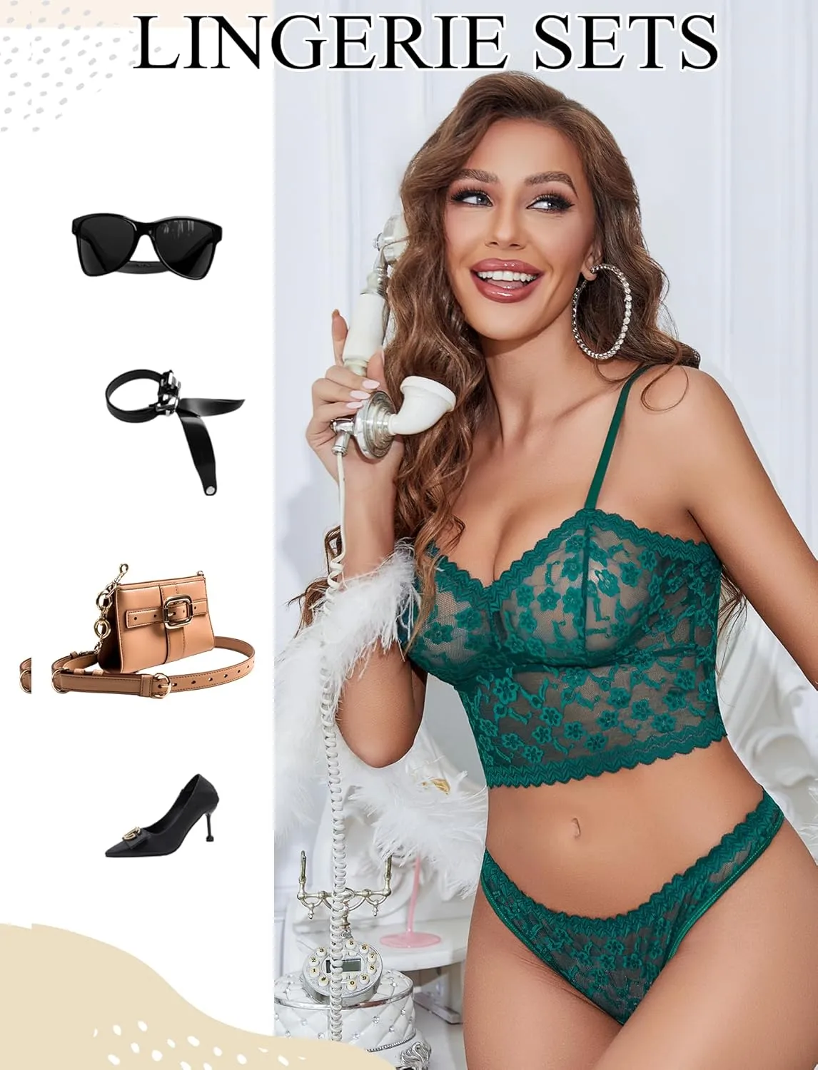 Avidlove Lingerie Sets for Women Sexy Sheer Lace Pajamas Bra and Panty Sets 2 Piece Nightwear