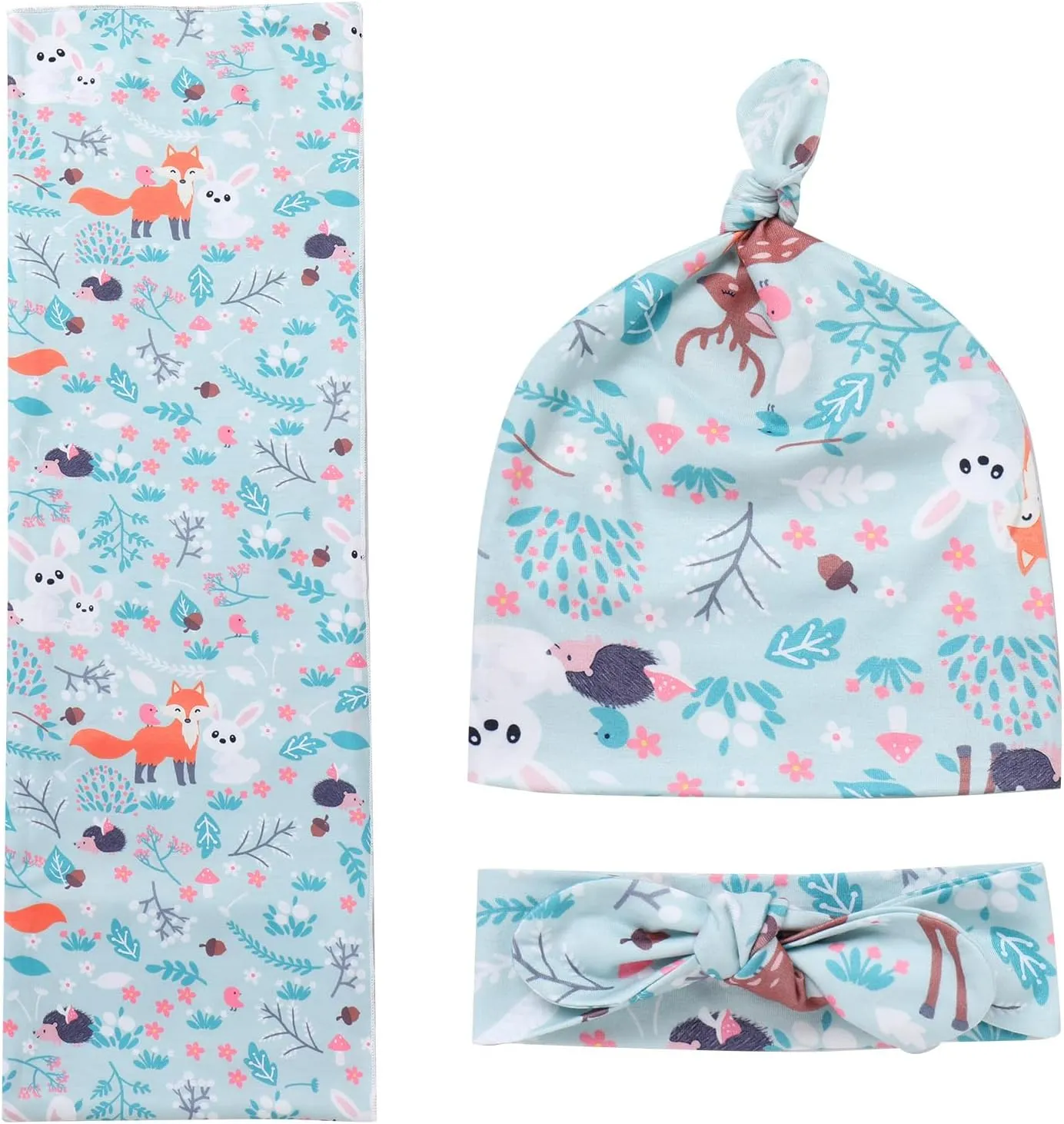 AWIBMK Mom and Me Robe and Swaddle Set and T-Shirt Hospital Labor Delivery Swaddling with Headband Hat for Mom Dad Baby