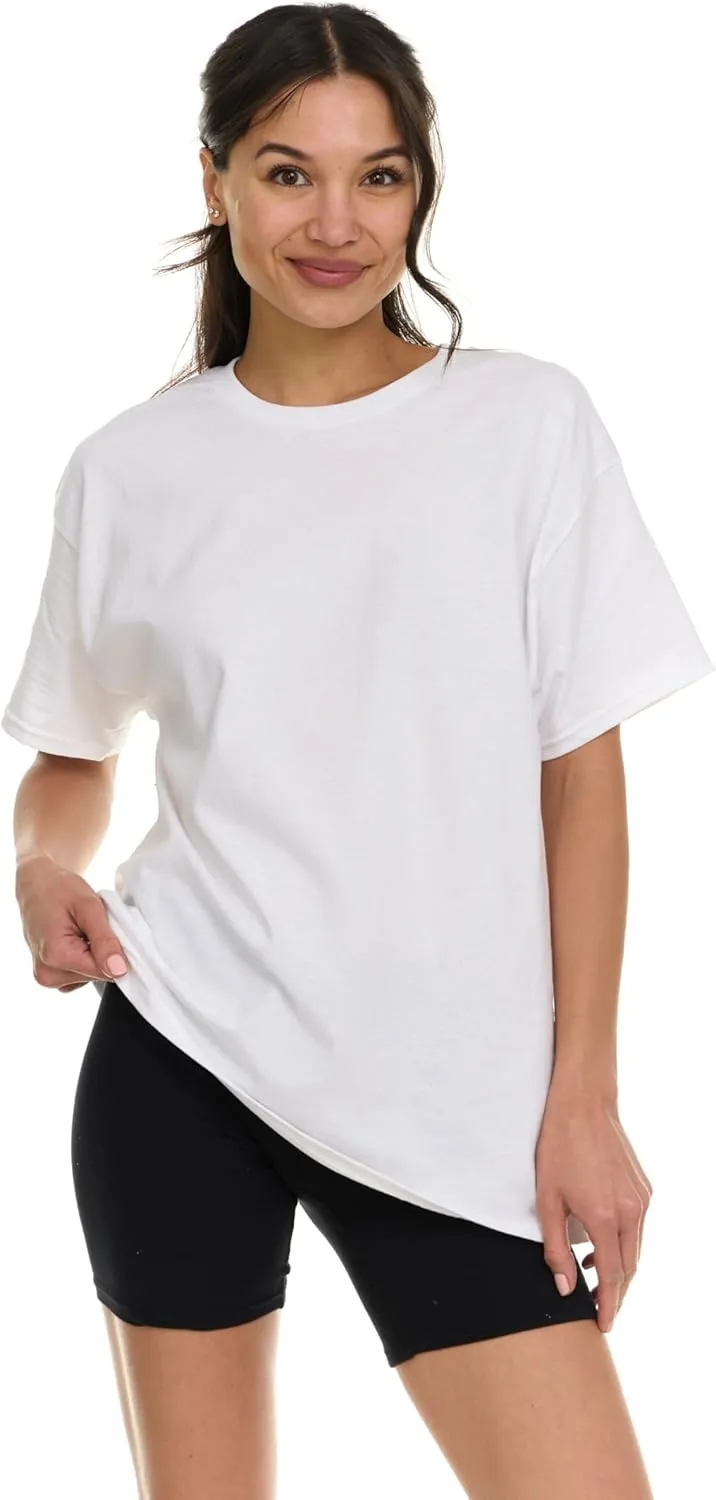 BILLIONHATS 6 Pack of Womens Oversized Cotton T-Shirts, Crew Neck Short Sleeve Baggy Loose Tops Oversize Tees