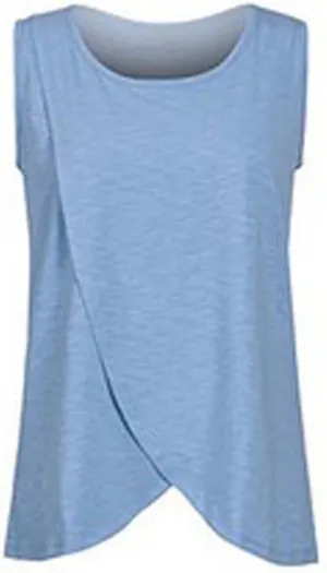 Binmer Women's Maternity Tops Sleeveless Crewneck Double Layer Breastfeeding Shirts 2024 Summer Casual Nursing Tank Vest