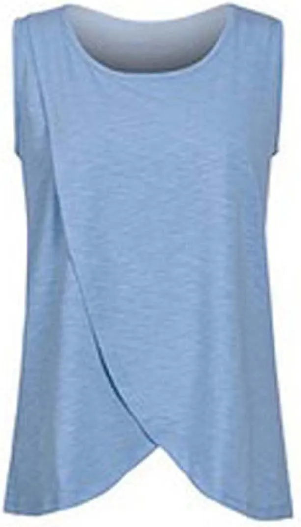Binmer Women's Maternity Tops Sleeveless Crewneck Double Layer Breastfeeding Shirts 2024 Summer Casual Nursing Tank Vest