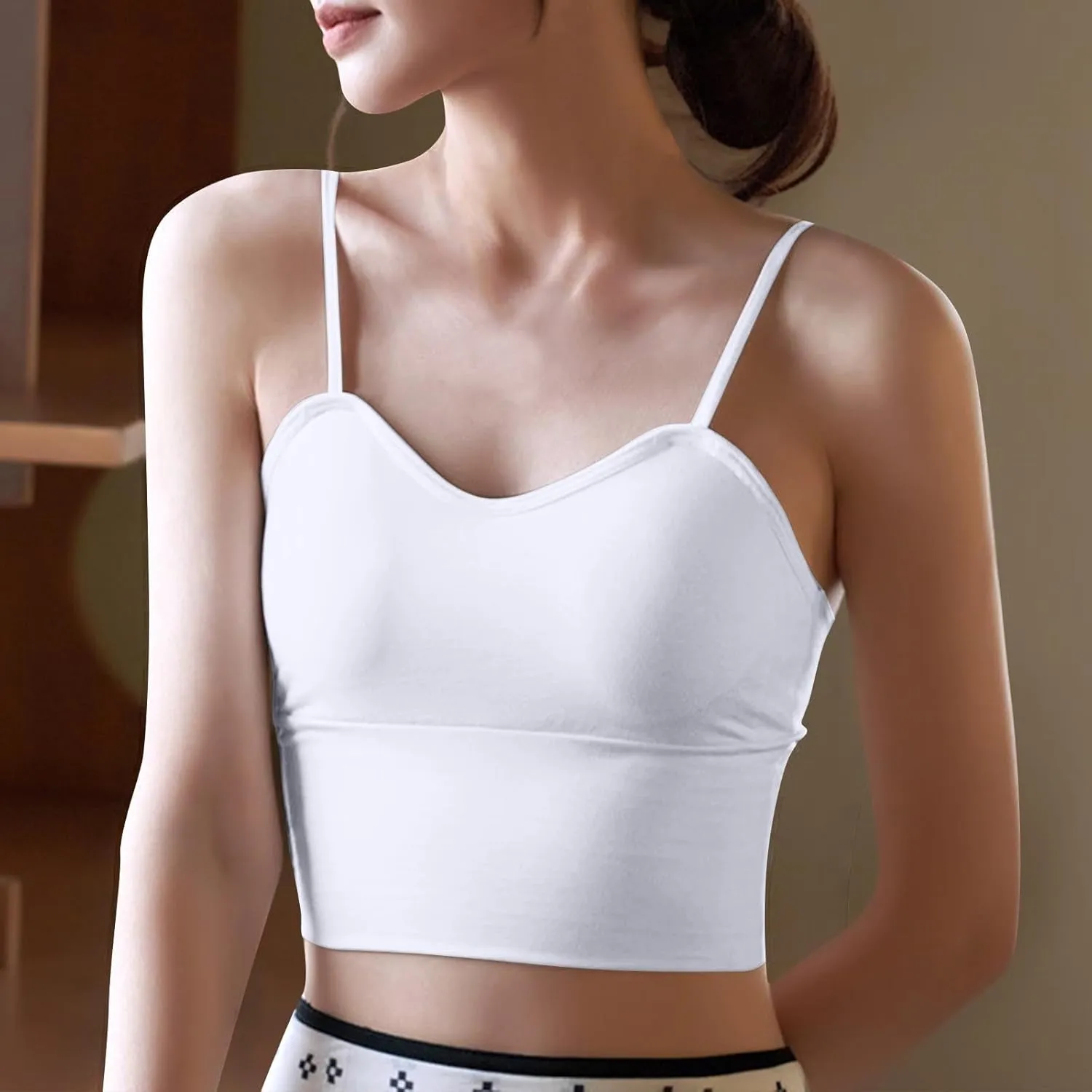 Bra Cami Tank with Built in Bra Sleeveless Lightweight Summer Cooling Tanks Tops V Neck Padded Undershirts for Women