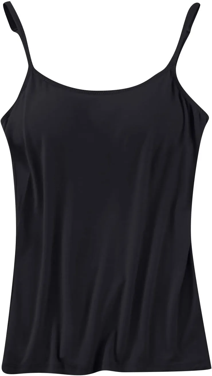 Built in Bra Tank Tops for Women Camisole Tops with Chest Pads Underwear One Thin Straps Sports Bottoming Shirt