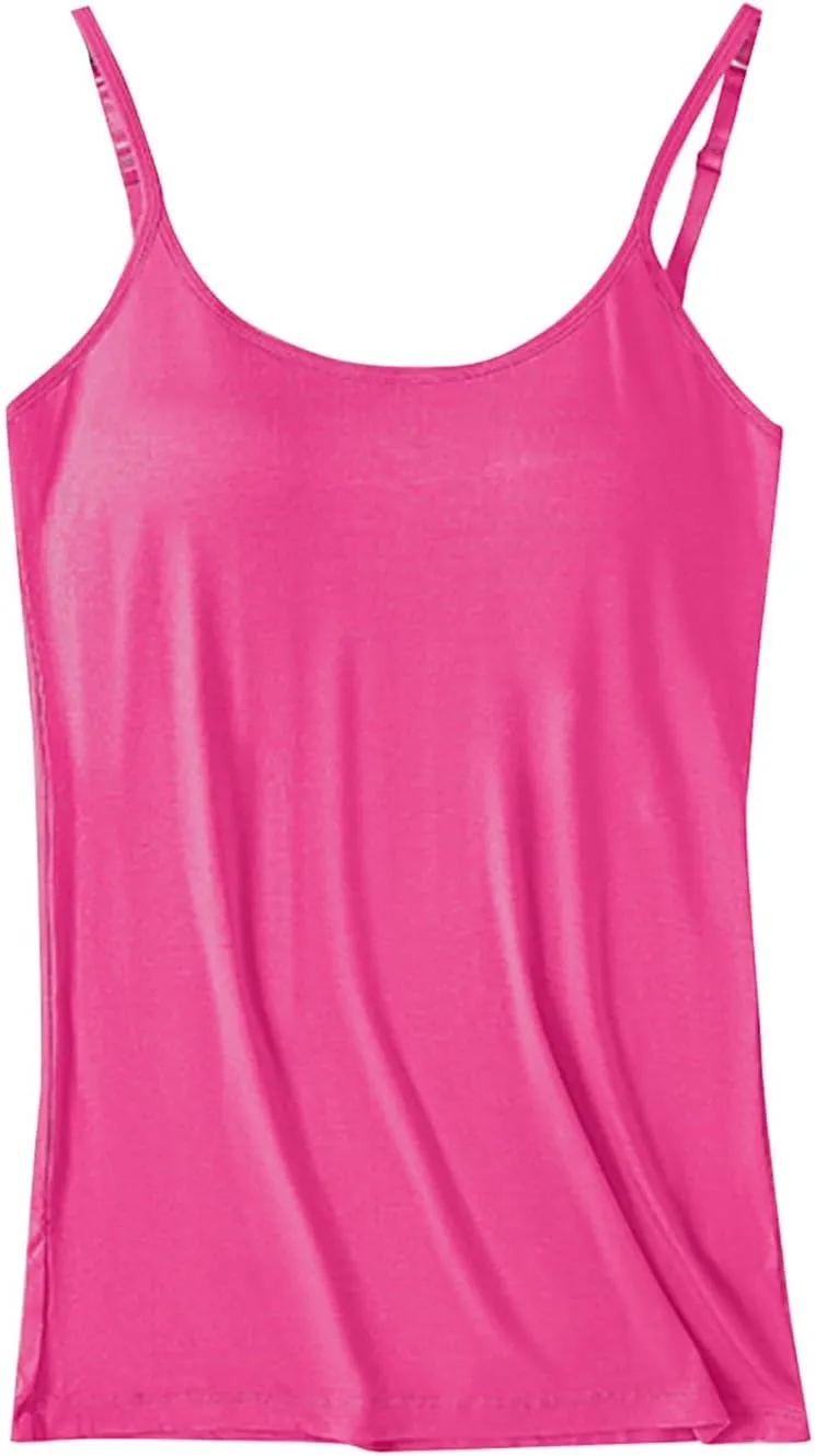 Camisole Tops for Women Built in Bra Spaghetti Strap Shelf Bra Tank Tops Sports Yoga Plus Size Underwear Camisoles