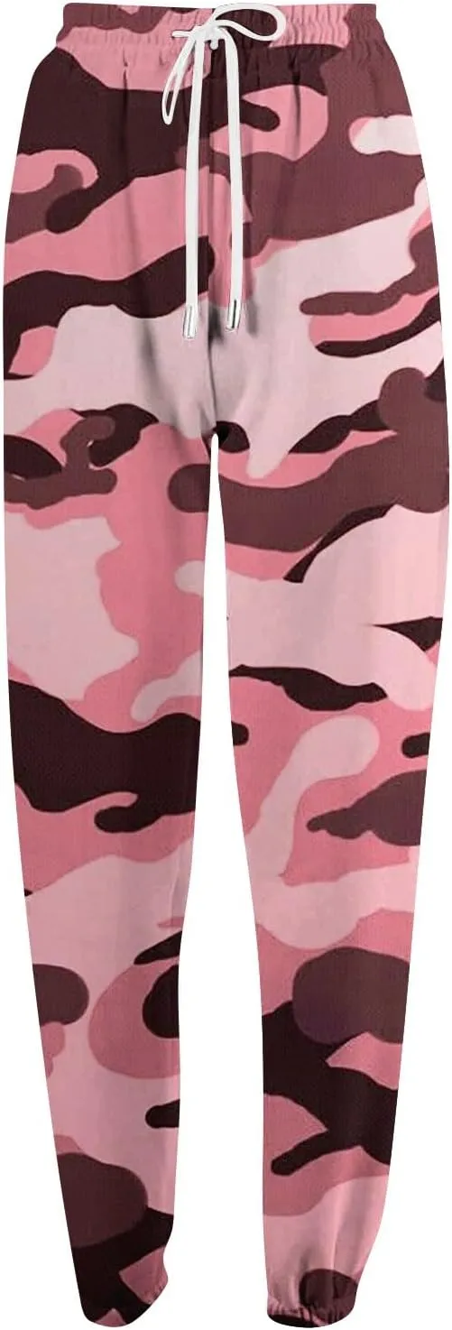 Camouflage Print Sweatpants for Women Baggy High Waisted Sweat Pants Fall Clothes Casual Joggers Y2k Warm Trousers