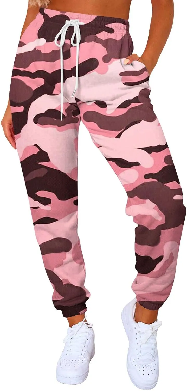 Camouflage Print Sweatpants for Women Baggy High Waisted Sweat Pants Fall Clothes Casual Joggers Y2k Warm Trousers