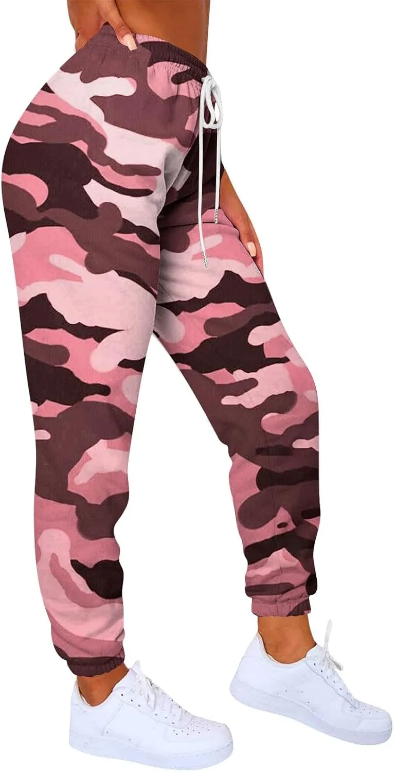 Camouflage Print Sweatpants for Women Baggy High Waisted Sweat Pants Fall Clothes Casual Joggers Y2k Warm Trousers