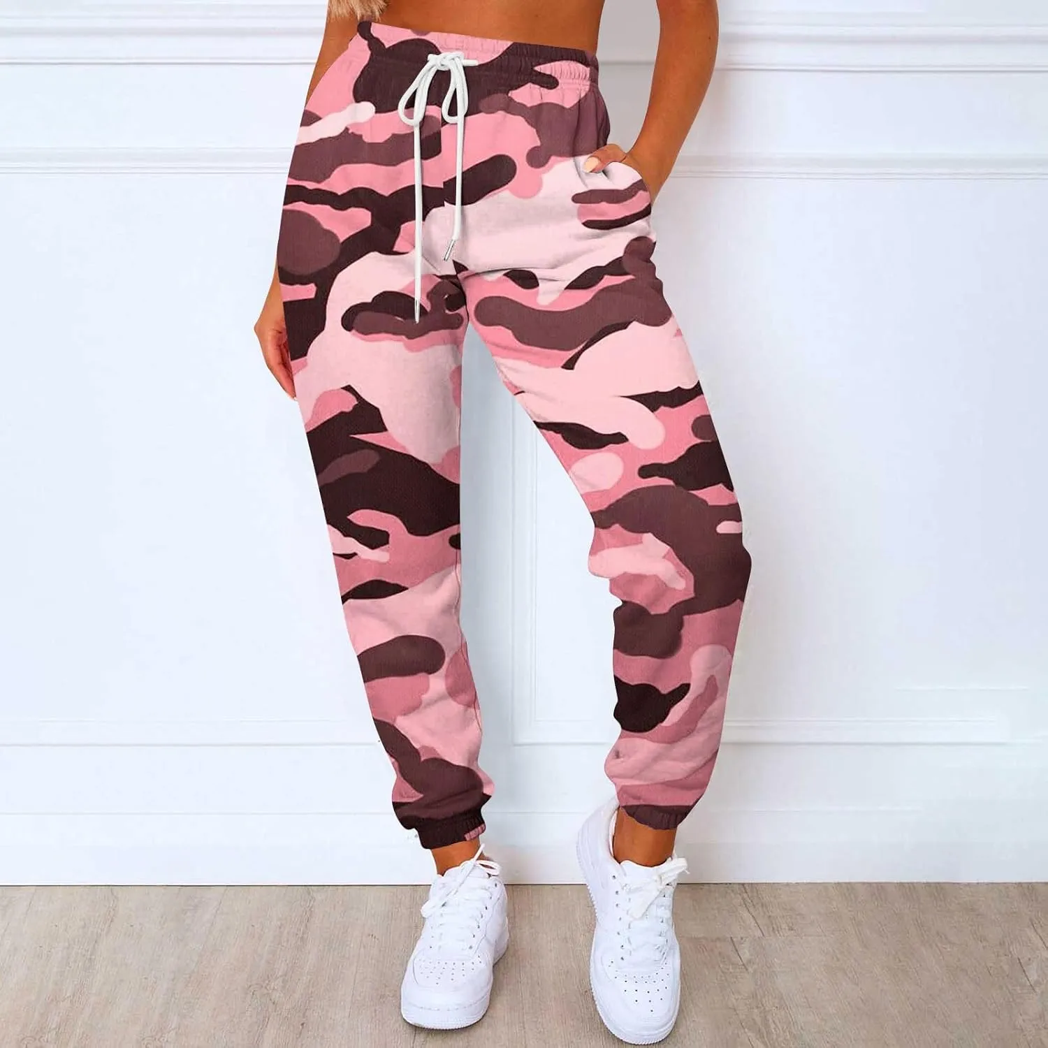 Camouflage Print Sweatpants for Women Baggy High Waisted Sweat Pants Fall Clothes Casual Joggers Y2k Warm Trousers