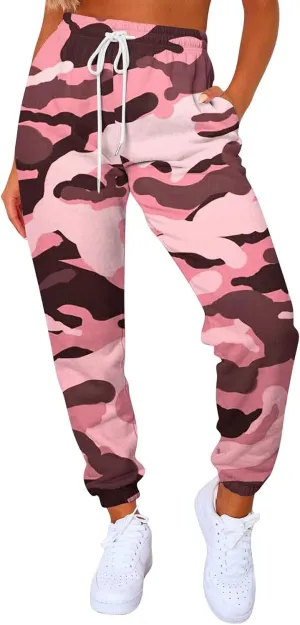 Camouflage Print Sweatpants for Women Baggy High Waisted Sweat Pants Fall Clothes Casual Joggers Y2k Warm Trousers