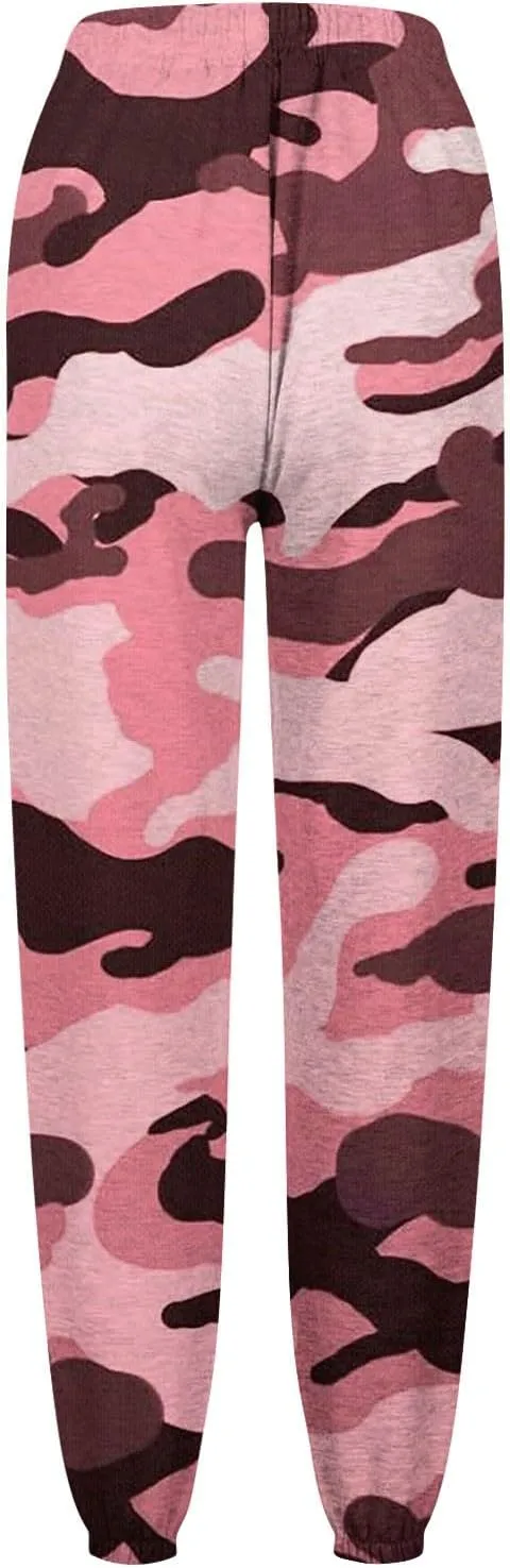 Camouflage Print Sweatpants for Women Baggy High Waisted Sweat Pants Fall Clothes Casual Joggers Y2k Warm Trousers