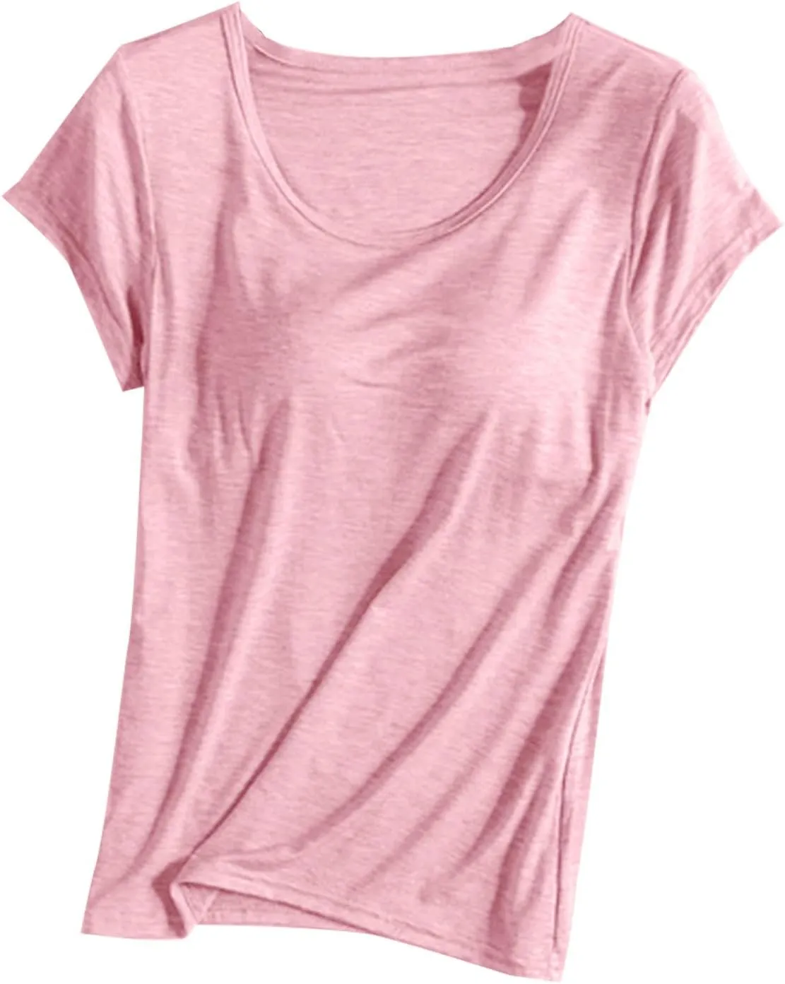 Cap Sleeve Tank Tops Women Trending Classic Solid Color Padded Crewneck Basic Going Outdoor Hiking T-Shirts