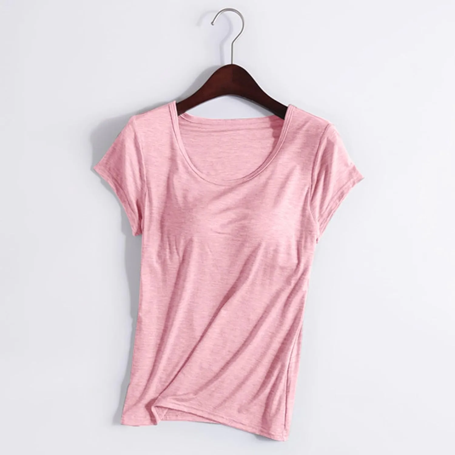 Cap Sleeve Tank Tops Women Trending Classic Solid Color Padded Crewneck Basic Going Outdoor Hiking T-Shirts