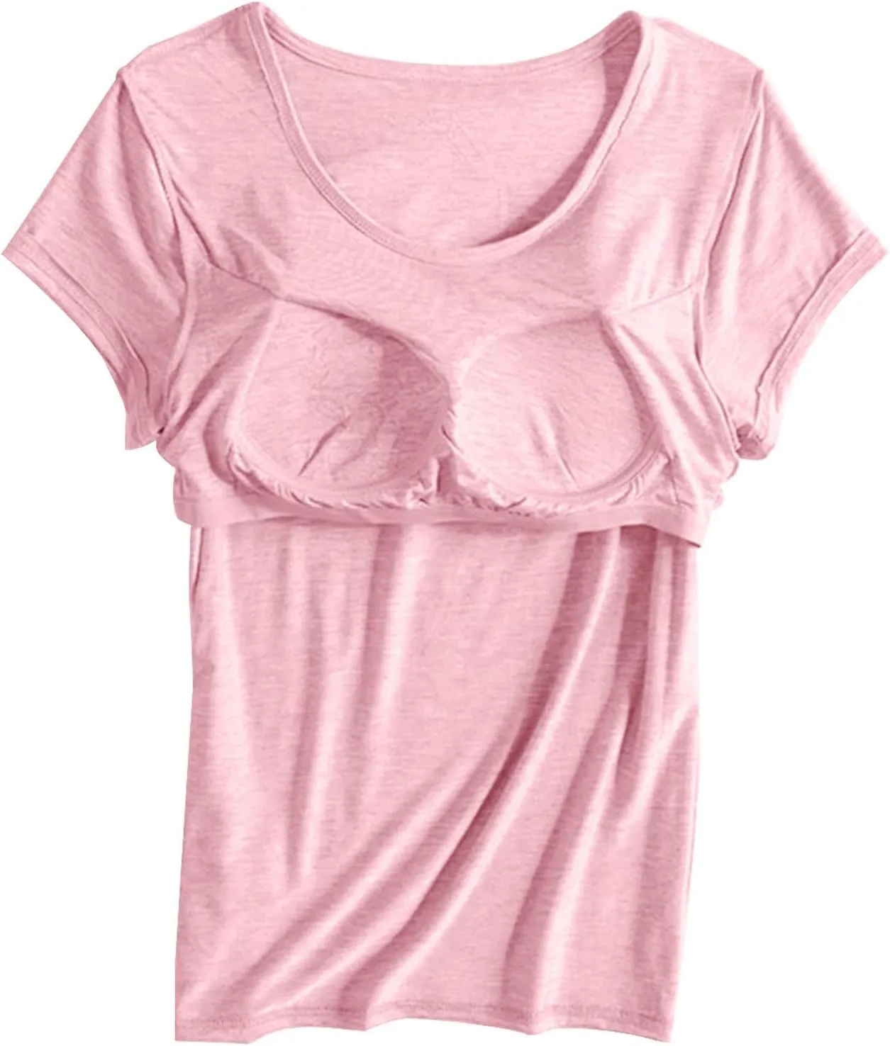 Cap Sleeve Tank Tops Women Trending Classic Solid Color Padded Crewneck Basic Going Outdoor Hiking T-Shirts