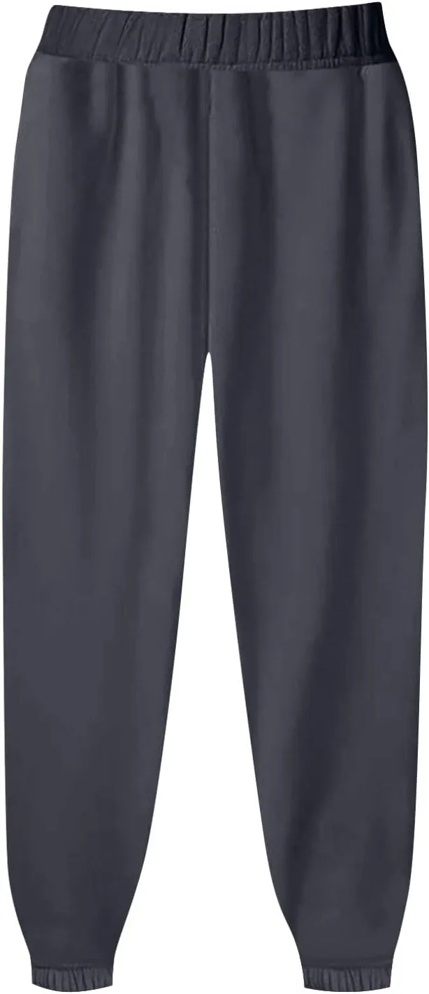 Cargo Sweat Pants Women Pockets Solid Color Straight Athletic Fleece Bottom Elastic Waisted Workout Baggy Sweatpant