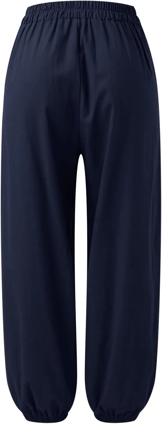 Cinch Bottom Sweatpants for Women Pockets Y2k Vintage high Waist Drawstring Workout Joggers Loose fit Lounge Pant