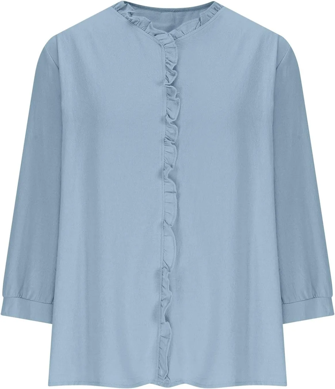 Cotton Linen Shirts for Women Long Sleeve Ruffle Collar Blouse Summer Tops Loose Lightweight Flowy Beach Outfits 2025