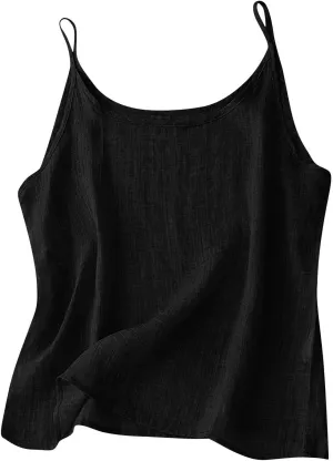 Cotton Linen Tank Tops for Women Casual Summer Gauze Shirt Basic Sleeveless Layering Camisoles Beach Vacation Clothes