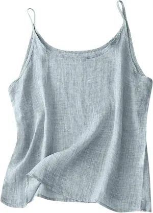 Cotton Linen Tank Tops for Women Casual Summer Gauze Shirt Basic Sleeveless Layering Camisoles Beach Vacation Clothes