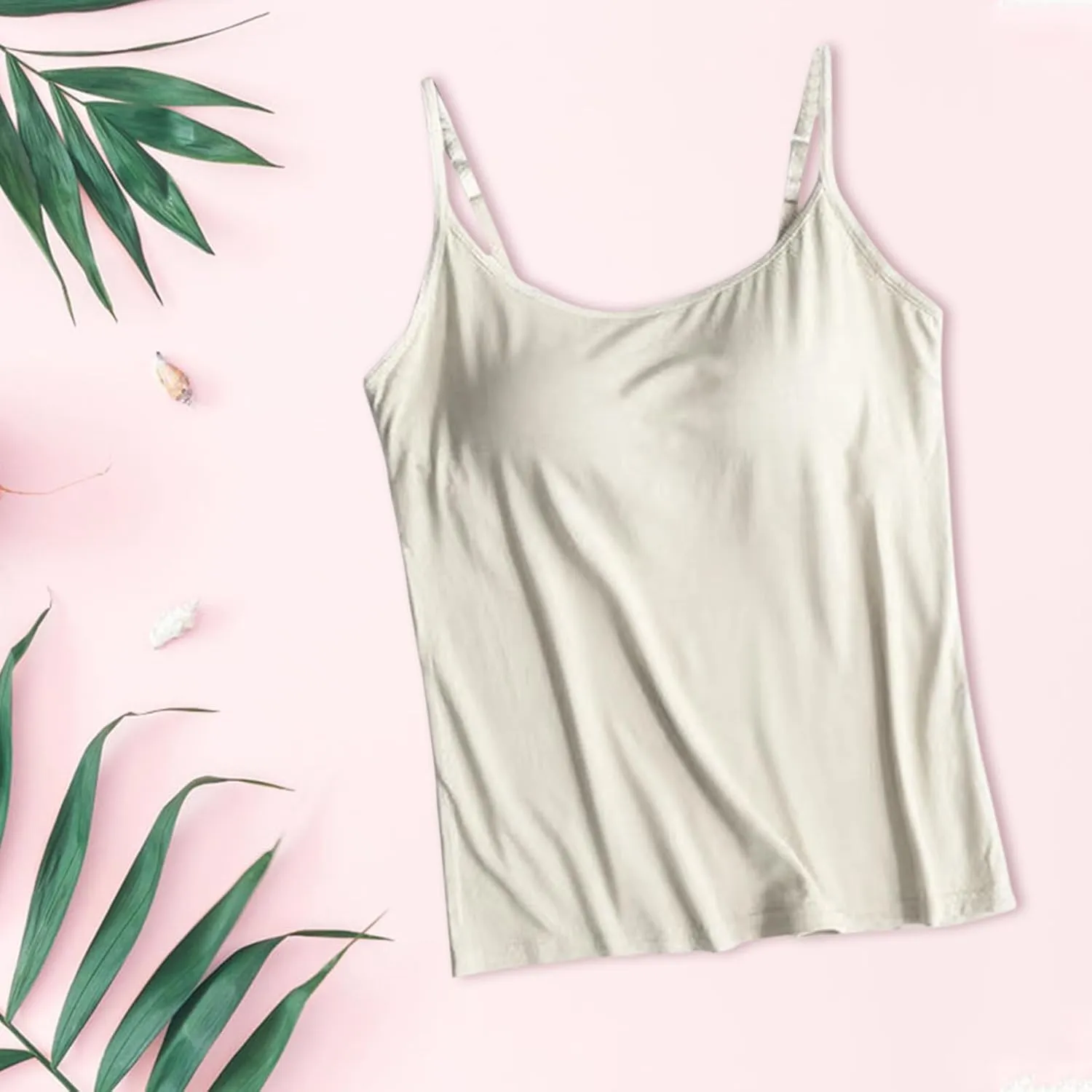 Cotton Shelf Bra Without Ring Cup Camisole Tops for Women Adjustable Spaghetti Strap Ballet Tank Summer Cami Shirt