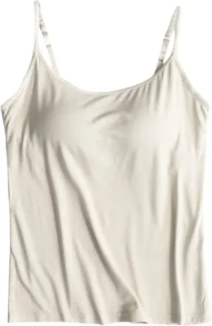 Cotton Shelf Bra Without Ring Cup Camisole Tops for Women Adjustable Spaghetti Strap Ballet Tank Summer Cami Shirt