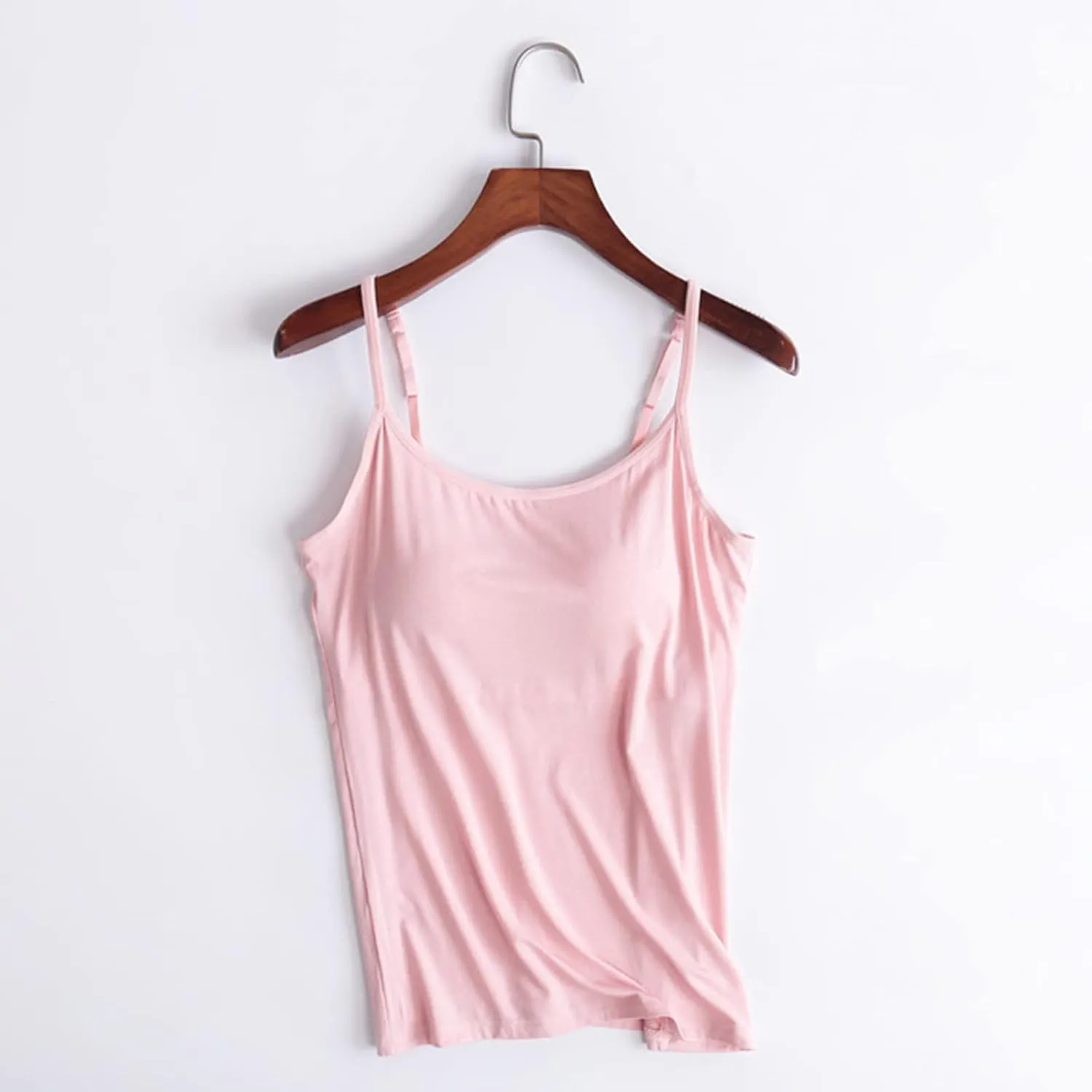 Cotton Shelf Bra Without Ring Cup Camisole Tops for Women Adjustable Spaghetti Strap Ballet Tank Summer Cami Shirt