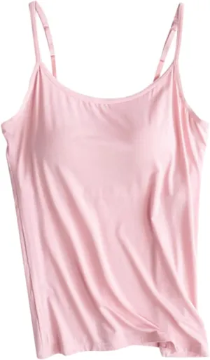 Cotton Shelf Bra Without Ring Cup Camisole Tops for Women Adjustable Spaghetti Strap Ballet Tank Summer Cami Shirt