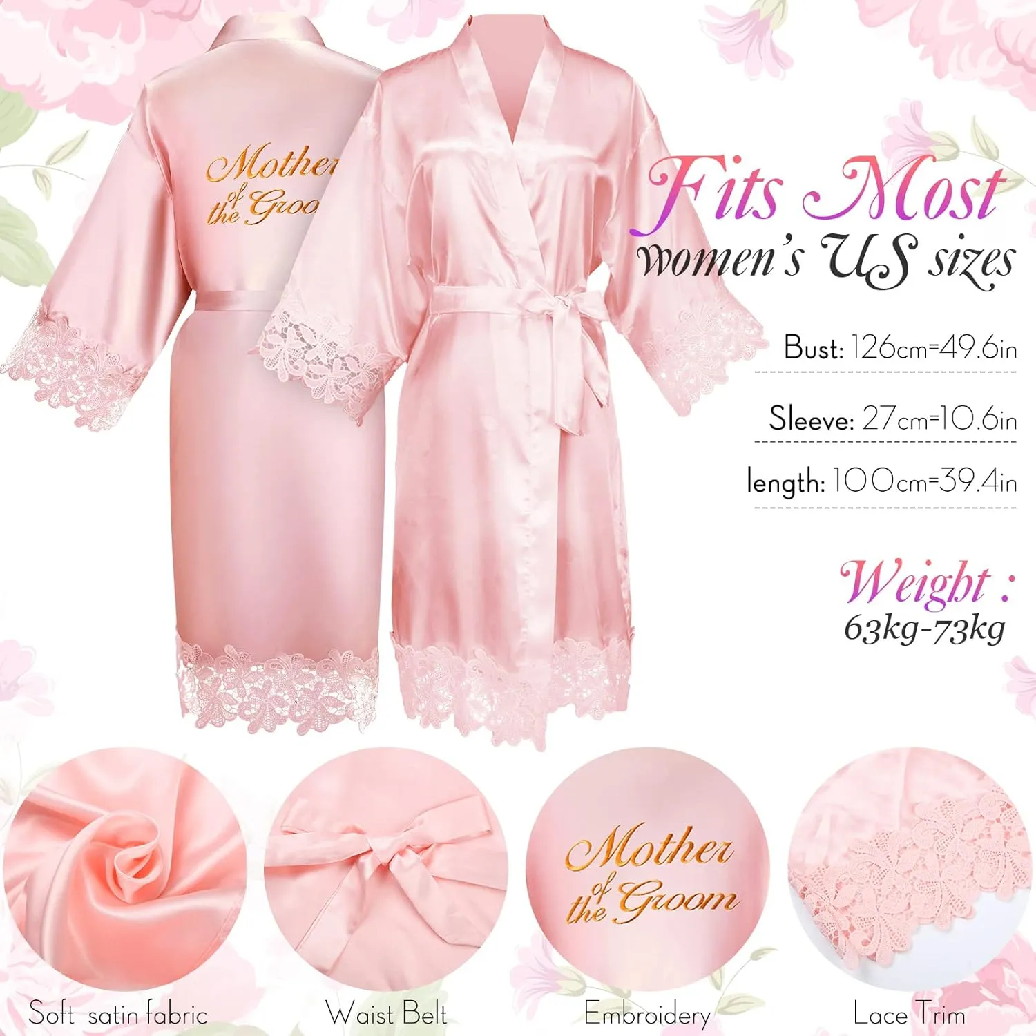 Coume 2 Pcs Women Bridal Robe for Mother of the Bride Groom Satin Robes for Wedding Party Getting Ready Sleepwear Kimono