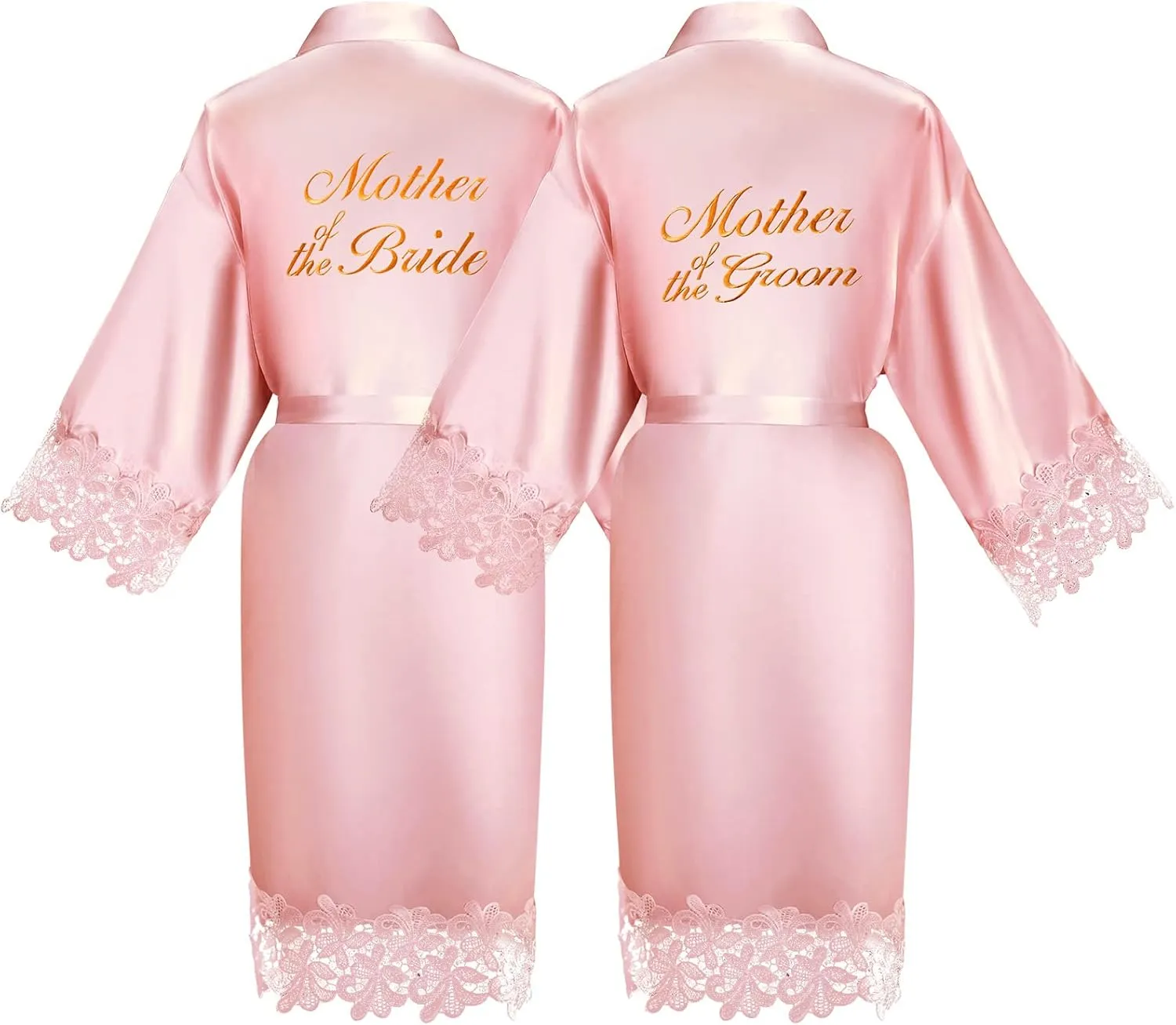 Coume 2 Pcs Women Bridal Robe for Mother of the Bride Groom Satin Robes for Wedding Party Getting Ready Sleepwear Kimono