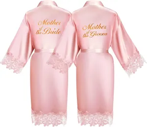 Coume 2 Pcs Women Bridal Robe for Mother of the Bride Groom Satin Robes for Wedding Party Getting Ready Sleepwear Kimono