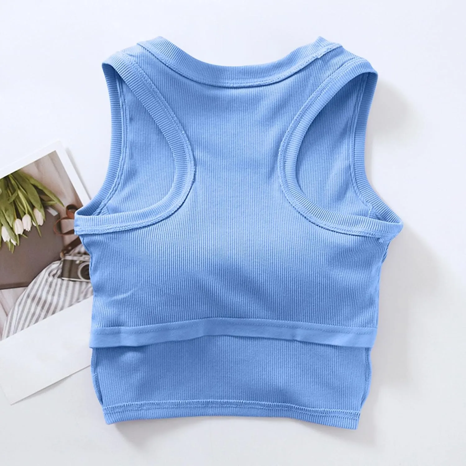 Cropped Sports Bras for Women Quick-Dry Padded Wirefree Workout Crop Cute Tank Tops Camisole Yoga Fitness Running Gym
