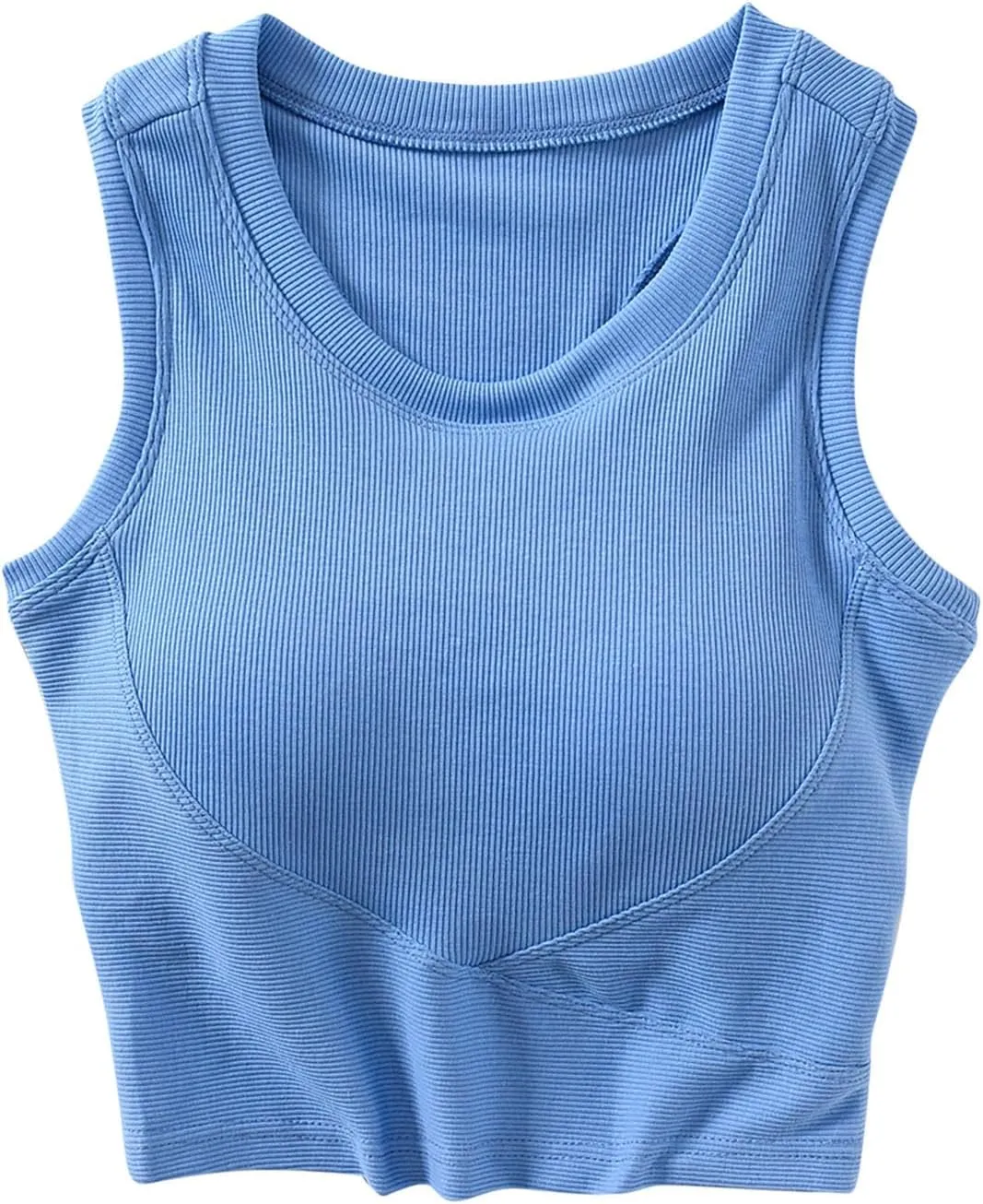 Cropped Sports Bras for Women Quick-Dry Padded Wirefree Workout Crop Cute Tank Tops Camisole Yoga Fitness Running Gym