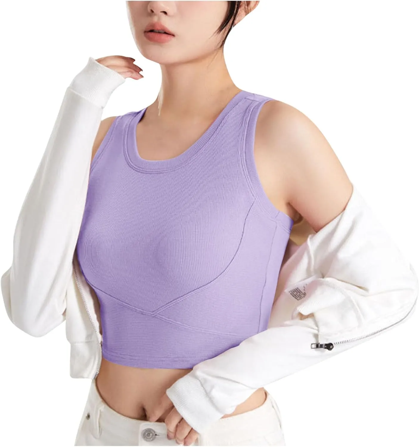 Cropped Sports Bras for Women Quick-Dry Padded Wirefree Workout Crop Cute Tank Tops Camisole Yoga Fitness Running Gym