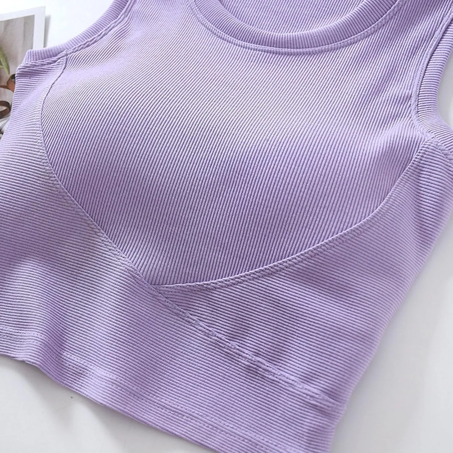 Cropped Sports Bras for Women Quick-Dry Padded Wirefree Workout Crop Cute Tank Tops Camisole Yoga Fitness Running Gym