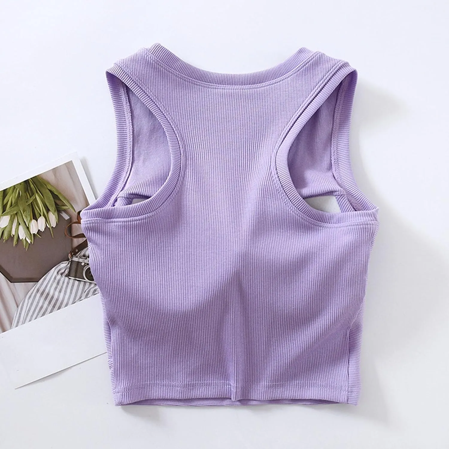 Cropped Sports Bras for Women Quick-Dry Padded Wirefree Workout Crop Cute Tank Tops Camisole Yoga Fitness Running Gym