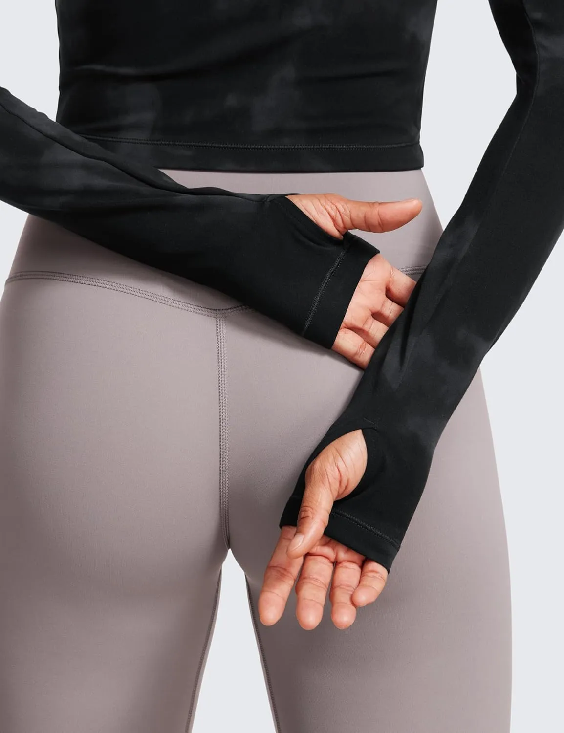 CRZ YOGA Butterluxe Long Sleeve Crop Tops for Women Slim Fit Workout Shirts Cropped Athletic Gym T-Shirts
