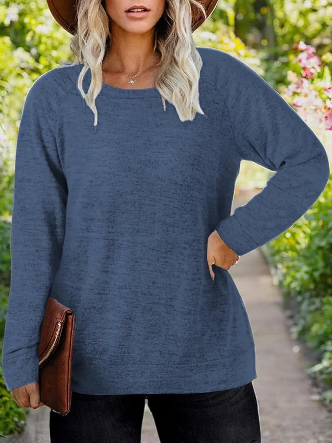 DOLNINE Women's-Plus-Size-Sweatshirts Long Sleeve Tops Crewneck Shirts Casual Tunics XL-4XL