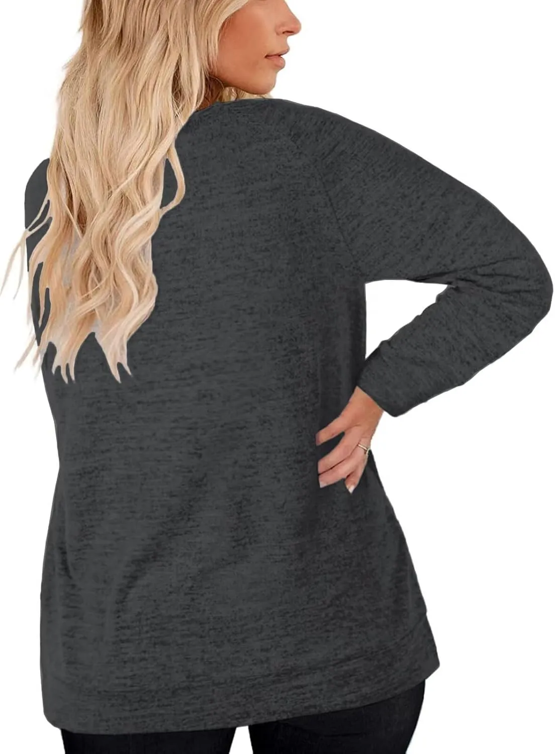 DOLNINE Women's-Plus-Size-Sweatshirts Long Sleeve Tops Crewneck Shirts Casual Tunics XL-4XL
