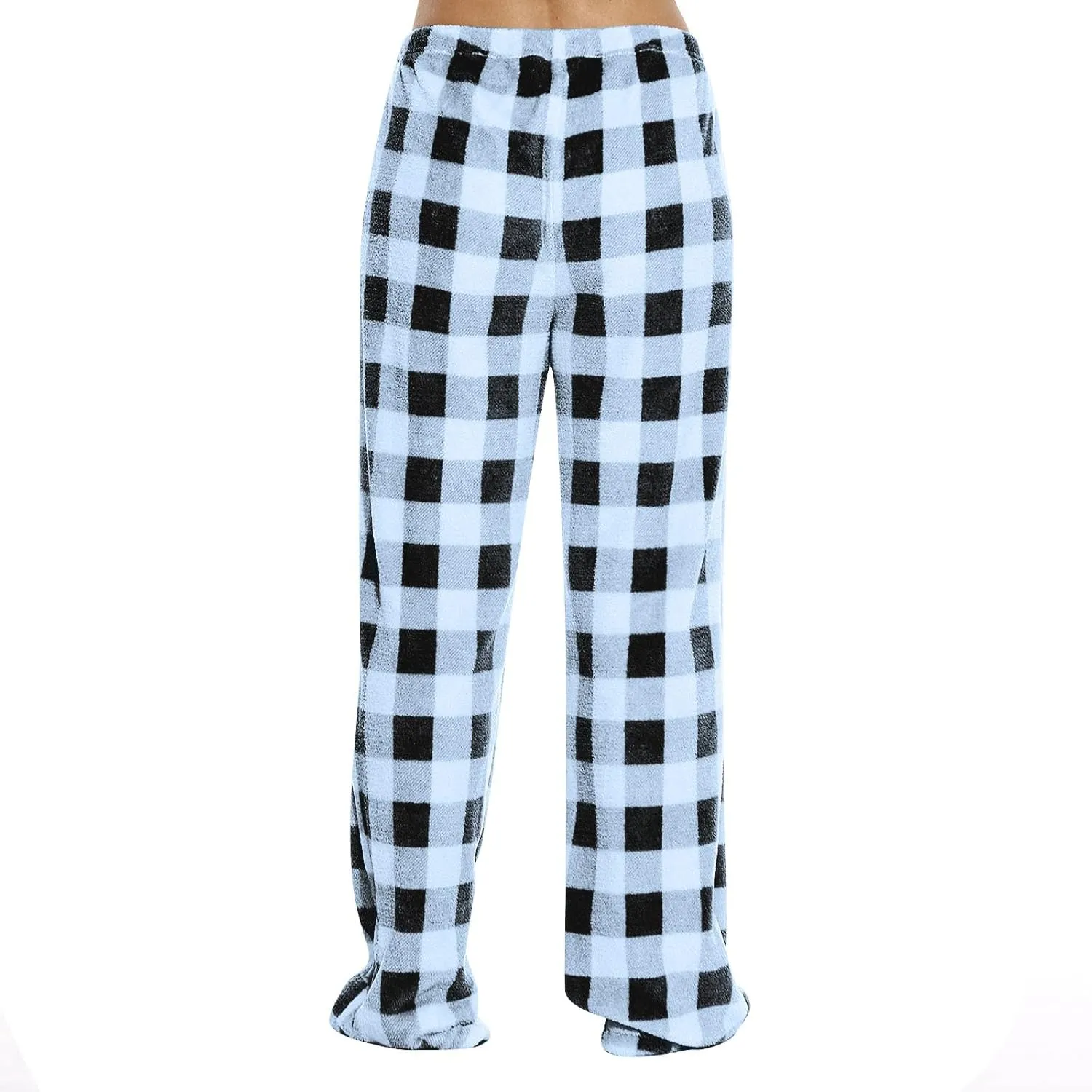 Flannel Buffalo Plaid Pajama Pants Women Comfy Warm Plaid Pj Pants Fuzzy Wide Leg Lounge Pants Pajamas Bottoms