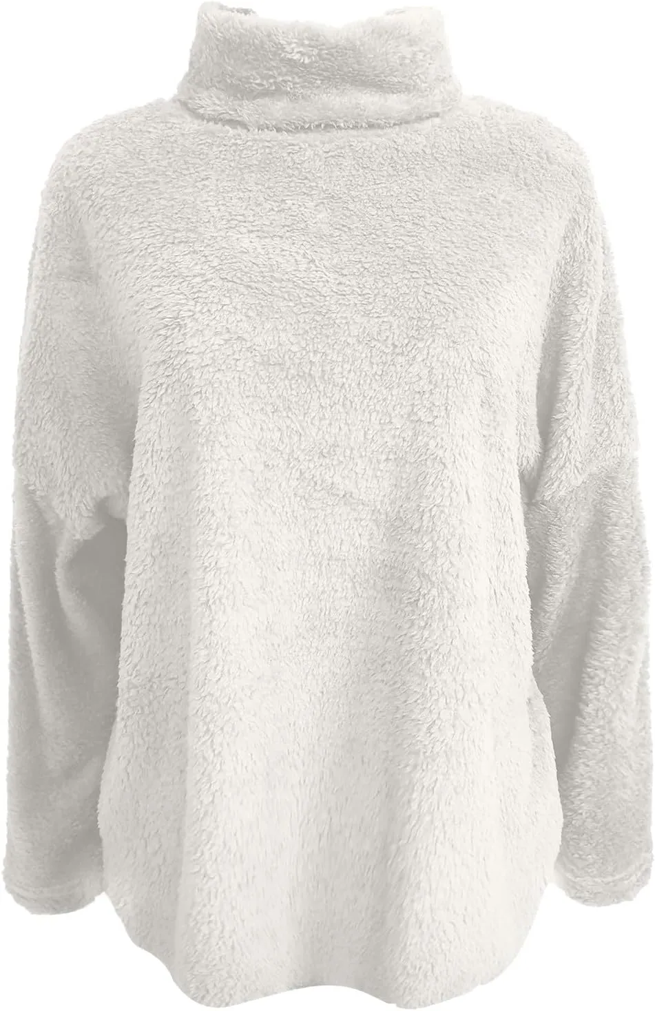 Fleece Pullover Women Soft Comfy Fuzzy Long Sleeve Tops Lightweight Sherpa Turtleneck Sweater Oversized Sweatshirt